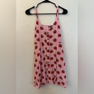 Hot Topic Pink Dress with Strawberry Pattern
